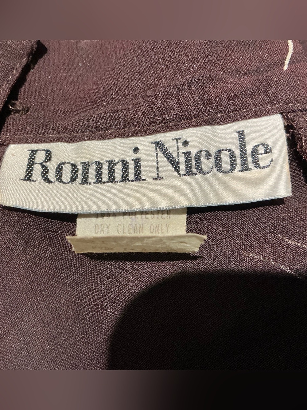 Vintage Ronni Nicole Long Semi Sheer Dress Brown 10 Delicate Flowers Elegant - Picture 12 of 13